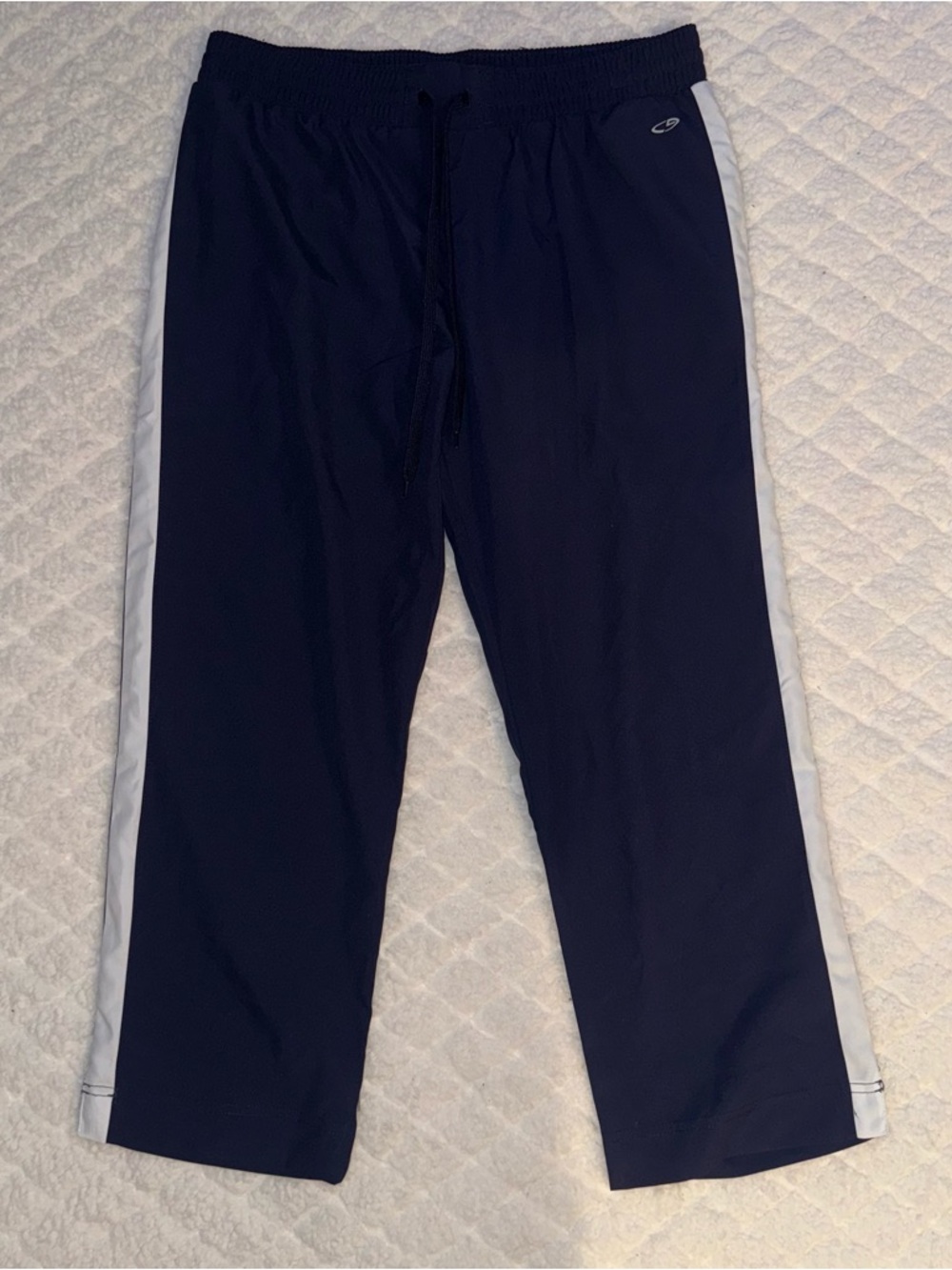 Champion Navy Track Pants with White Side Stripes